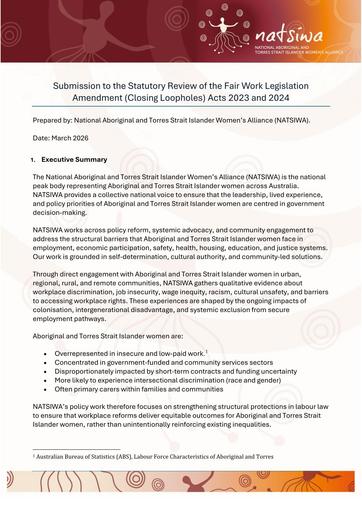 Submission to the Statutory Review of the Fair Work Legislation Amendmen1