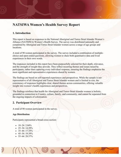 NATSIWA Report on Health Survey March   April 2026