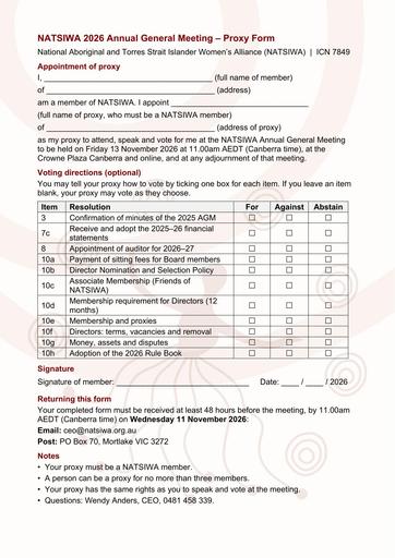 NATSIWA AGM 2026 Proxy Form