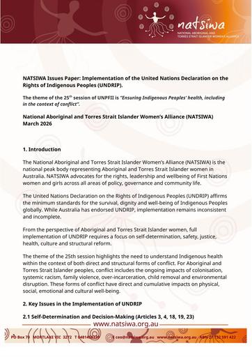 NATSIWA UNPFII Issue Paper