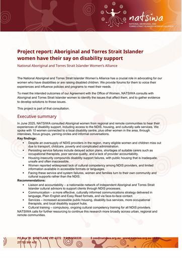 NATSIWA Disability report August 2025