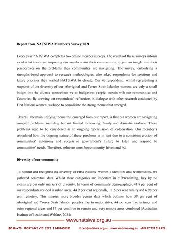 NATSIWA Members Survey 2024