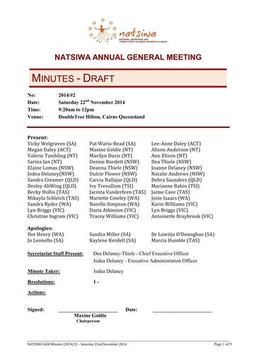 Annual General Meeting minutes November 2014