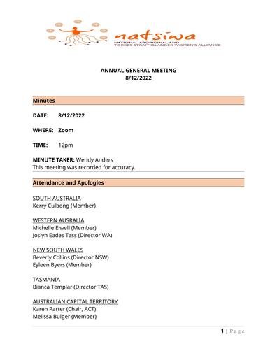 NATSIWA AGM Minutes 8 December 2022