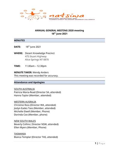 NATSIWA AGM Minutes 2020  18th June 2021