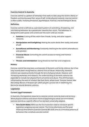 Coercive Control Research Overview Paper
