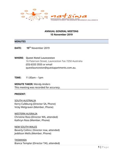 NATSIWA AGM Minutes 15th November 2019
